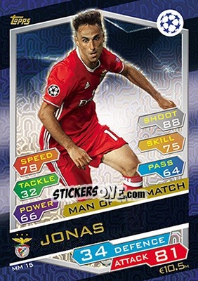 Sticker Jonas - UEFA Champions League 2016-2017. Match Attax - Topps