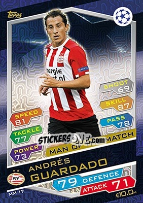 Sticker Andrés Guardado - UEFA Champions League 2016-2017. Match Attax n. MM17 - Topps