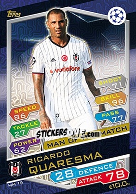 Sticker Ricardo Quaresma - UEFA Champions League 2016-2017. Match Attax - Topps