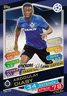 Figurina Abdoulay Diaby - UEFA Champions League 2016-2017. Match Attax - Topps