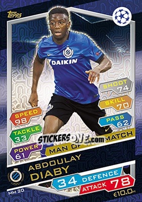 Sticker Abdoulay Diaby - UEFA Champions League 2016-2017. Match Attax - Topps