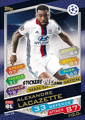 Sticker Alexandre Lacazette - UEFA Champions League 2016-2017. Match Attax n. MM22 - Topps