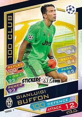 Sticker Gianluigi Buffon - UEFA Champions League 2016-2017. Match Attax n. 100C1 - Topps