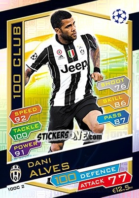 Sticker Dani Alves - UEFA Champions League 2016-2017. Match Attax n. 100C2 - Topps