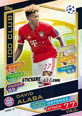Sticker David Alaba - UEFA Champions League 2016-2017. Match Attax n. 100C3 - Topps