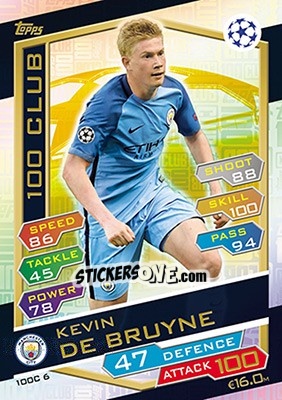 Sticker Kevin De Bruyne - UEFA Champions League 2016-2017. Match Attax n. 100C6 - Topps