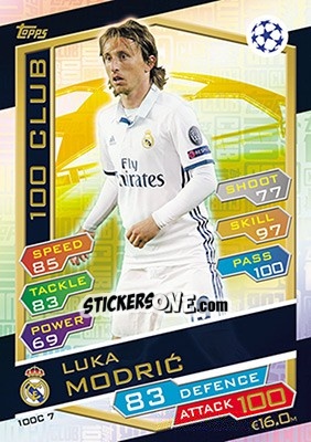 Sticker Luka Modric - UEFA Champions League 2016-2017. Match Attax n. 100C7 - Topps