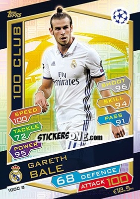 Sticker Gareth Bale - UEFA Champions League 2016-2017. Match Attax n. 100C8 - Topps