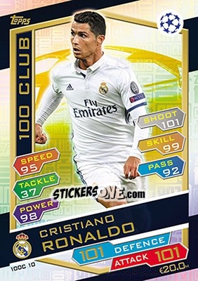 Sticker Cristiano Ronaldo - UEFA Champions League 2016-2017. Match Attax n. 100C10 - Topps