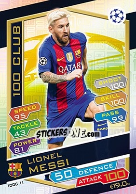 Sticker Lionel Messi - UEFA Champions League 2016-2017. Match Attax n. 100C11 - Topps