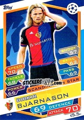 Sticker Birkir Bjarnason - UEFA Champions League 2016-2017. Match Attax n. N6 - Topps
