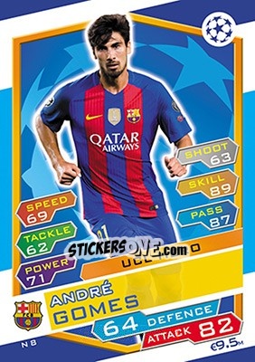Sticker André Gomes - UEFA Champions League 2016-2017. Match Attax n. N8 - Topps