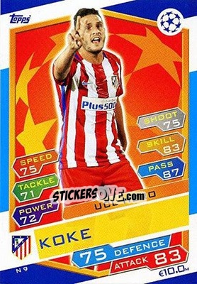 Sticker Koke - UEFA Champions League 2016-2017. Match Attax n. N9 - Topps