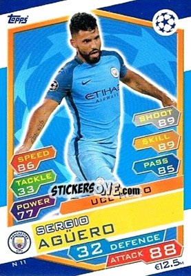 Sticker Sergio Agüero - UEFA Champions League 2016-2017. Match Attax n. N11 - Topps