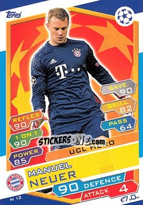Sticker Manuel Neuer - UEFA Champions League 2016-2017. Match Attax n. N12 - Topps