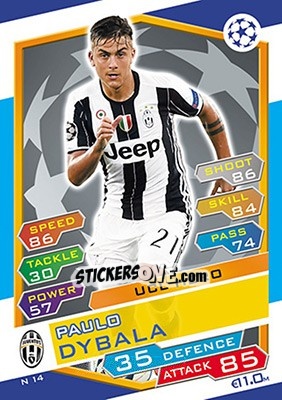 Sticker Paulo Dybala - UEFA Champions League 2016-2017. Match Attax n. N14 - Topps