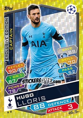 Sticker Hugo Lloris - UEFA Champions League 2016-2017. Match Attax n. S8 - Topps