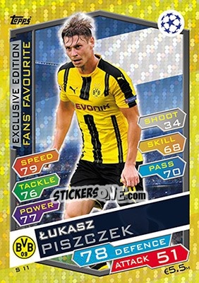 Sticker Lukasz Piszczek - UEFA Champions League 2016-2017. Match Attax - Topps
