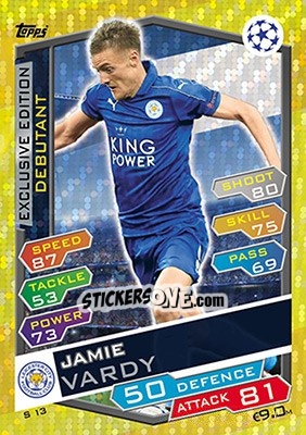 Sticker Jamie Vardy - UEFA Champions League 2016-2017. Match Attax n. S13 - Topps