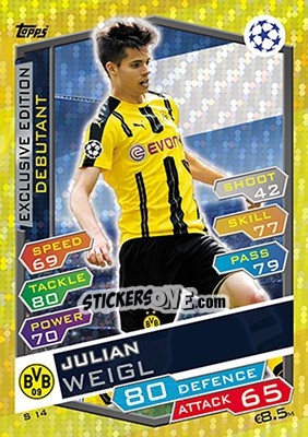 Sticker Julian Weigl - UEFA Champions League 2016-2017. Match Attax n. S14 - Topps