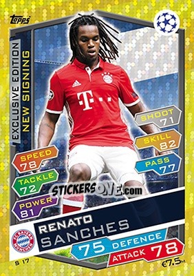 Sticker Renato Sanches - UEFA Champions League 2016-2017. Match Attax n. S17 - Topps