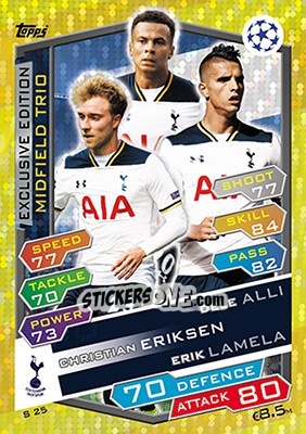 Sticker Dele Alli / Christian Eriksen / Erik Lamela - UEFA Champions League 2016-2017. Match Attax n. S25 - Topps