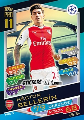 Figurina Héctor Bellerín - UEFA Champions League 2016-2017. Match Attax - Topps