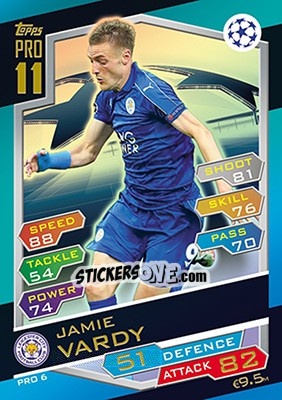 Sticker Jamie Vardy - UEFA Champions League 2016-2017. Match Attax n. PRO6 - Topps