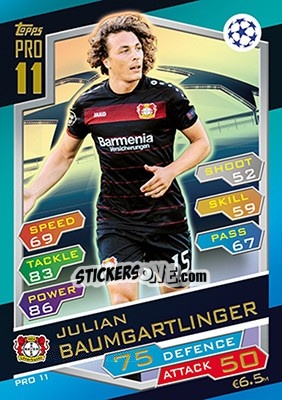 Sticker Julian Baumgartlinger - UEFA Champions League 2016-2017. Match Attax - Topps