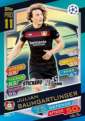 Figurina Julian Baumgartlinger - UEFA Champions League 2016-2017. Match Attax - Topps