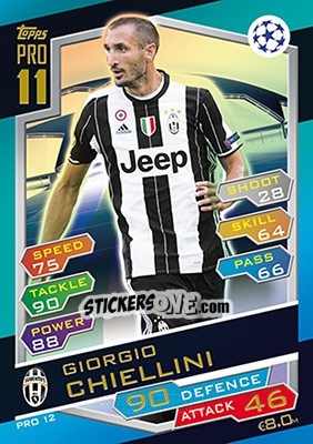 Sticker Giorgio Chiellini - UEFA Champions League 2016-2017. Match Attax n. PRO12 - Topps