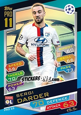 Sticker Sergi Darder - UEFA Champions League 2016-2017. Match Attax n. PRO22 - Topps