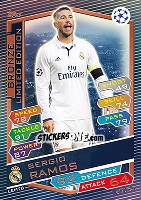 Sticker Sergio Ramos - UEFA Champions League 2016-2017. Match Attax n. LEMTB - Topps