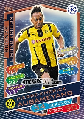 Cromo Pierre-Emerick Aubameyang - UEFA Champions League 2016-2017. Match Attax - Topps