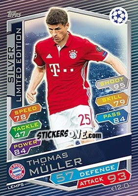 Sticker Thomas Müller - UEFA Champions League 2016-2017. Match Attax n. LEMPS - Topps