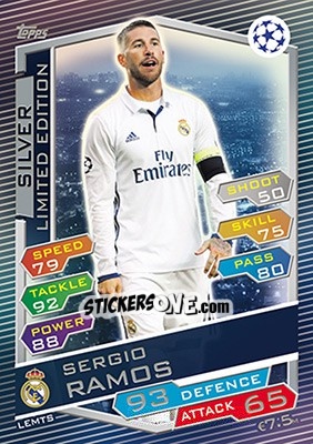 Sticker Sergio Ramos - UEFA Champions League 2016-2017. Match Attax n. LEMTS - Topps