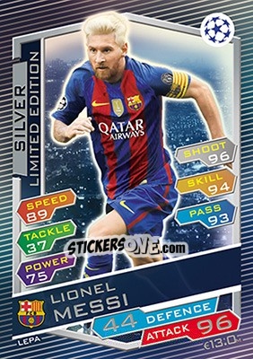 Cromo Lionel Messi - UEFA Champions League 2016-2017. Match Attax - Topps
