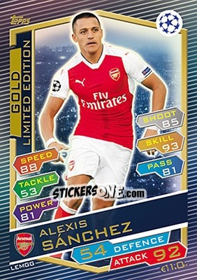 Figurina Alexis Sanchez - UEFA Champions League 2016-2017. Match Attax - Topps