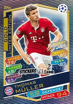Sticker Thomas Müller - UEFA Champions League 2016-2017. Match Attax n. LEMPG - Topps