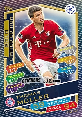 Cromo Thomas Müller - UEFA Champions League 2016-2017. Match Attax - Topps