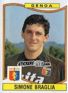 Sticker Simone Braglia - Calciatori 1990-1991 - Panini