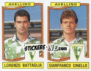 Sticker Lorenzo Battaglia / Gianfranco Cinello - Calciatori 1990-1991 n. 365 - Panini
