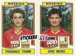 Sticker Pasquale Traini / Ciro Muro - Calciatori 1990-1991 n. 422 - Panini