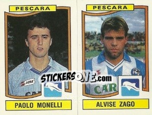 Sticker Paolo Monelli / Alvise Zago - Calciatori 1990-1991 n. 445 - Panini
