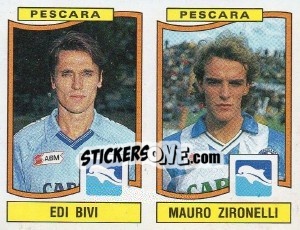 Sticker Edi Bivi / Mauro Zironelli - Calciatori 1990-1991 n. 446 - Panini