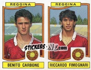Sticker Benito Carbone / Riccardo Fimognari - Calciatori 1990-1991 n. 462 - Panini