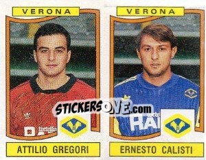 Sticker Attilio Gregori / Ernesto Calisti - Calciatori 1990-1991 n. 496 - Panini