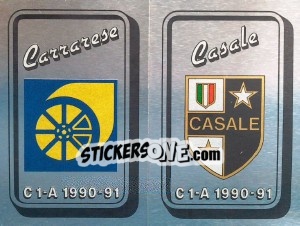 Sticker Scudetto Carrarese / Casale - Calciatori 1990-1991 n. 504 - Panini
