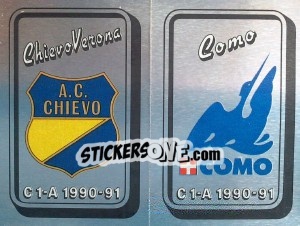 Sticker Scudetto ChievoVerona / Como - Calciatori 1990-1991 n. 505 - Panini