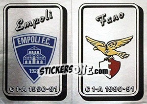 Sticker Scudetto Empoli / Fano - Calciatori 1990-1991 n. 506 - Panini